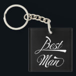 Stylish Black Retro Typography Best Man Groomsmen  Key Ring<br><div class="desc">Stylish Black White Retro Typography Best Man Groomsmen Keychain - a nice addition and gift for a best man's proposal set.</div>