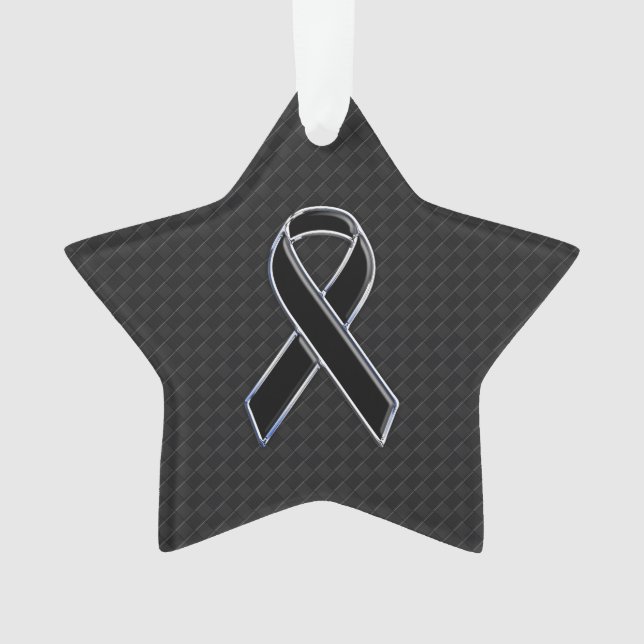 Stylish Black Ribbon Awareness Ornament (Front)