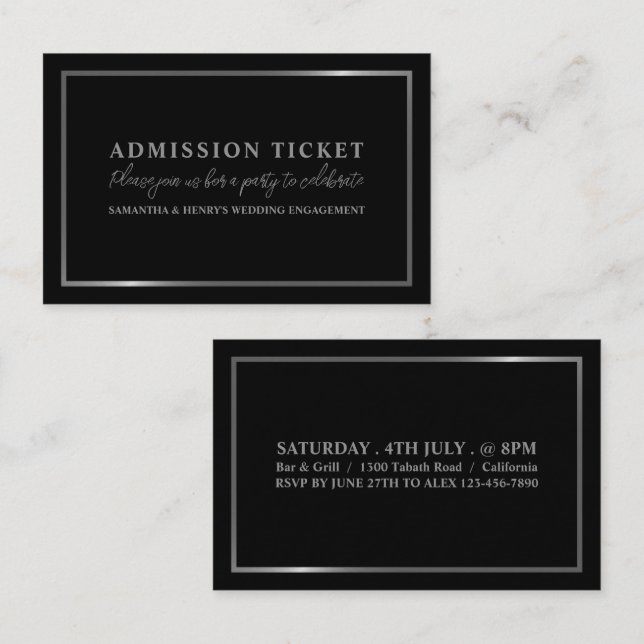 Stylish Black & Silver, Admission Ticket (Front/Back)