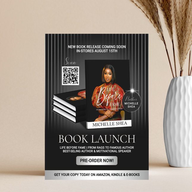 Stylish Black & Silver Author Book Launch Release Flyer (Creator Uploaded)