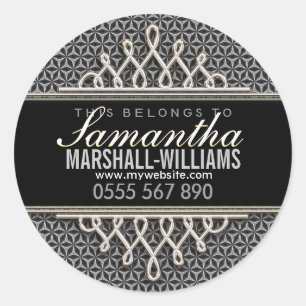 Stylish Black Silver Business Book Label Sticker