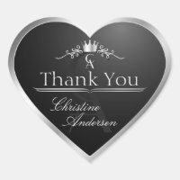 Stylish Black Silver Frame and Monogram Thank You