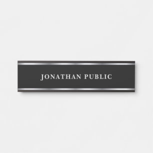 Stylish Black & Silver Template Home School Office Door Sign