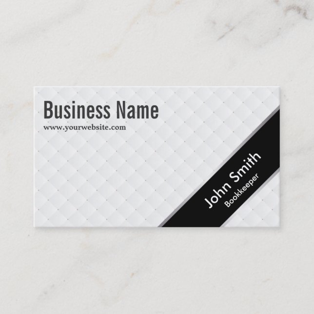 Stylish Black Stripe Bookkeeper Business Card (Front)