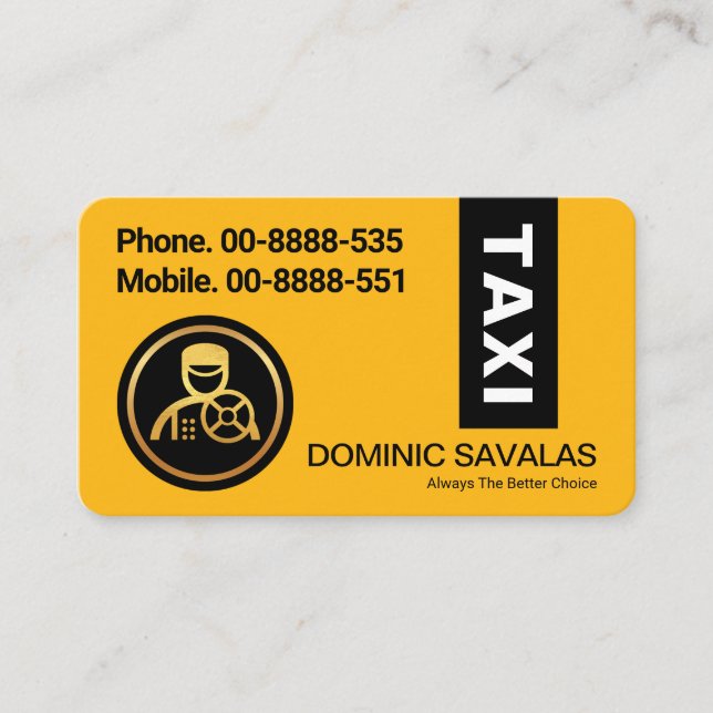 Stylish Black Stripe On Yellow Taxi Colour Business Card (Front)