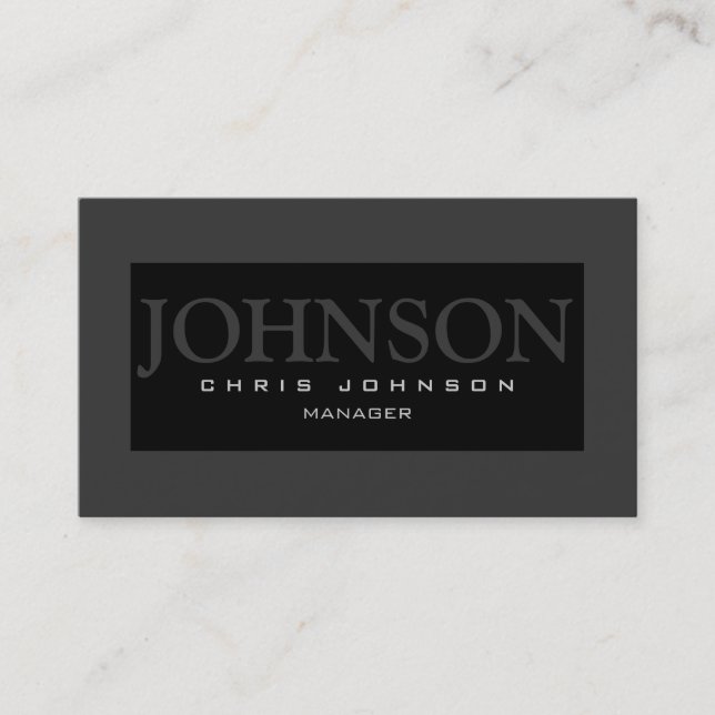 Stylish Black Striped Grey Manager Business Card (Front)