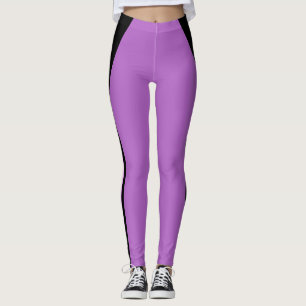 Stylish Black Stripes on Violet Leggings