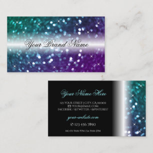 Stylish Black Teal Purple Sparkle Glitter Modern Business Card