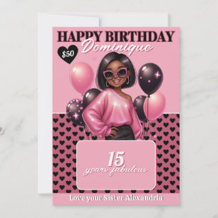Stylish Black Teen Girl Birthday Gift Card Holder