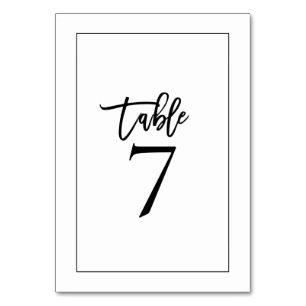 Stylish Black Typography and Border Wedding Table Number