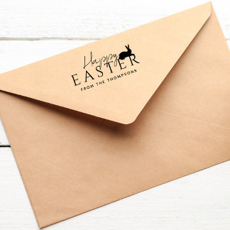 Stylish Black Typography And Bunny Happy Easter Self-inking Stamp