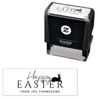 Stylish Black Typography And Bunny Happy Easter Self-inking Stamp