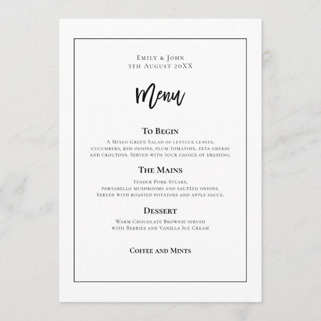 Stylish Black Typography And Frame Menu (Front)