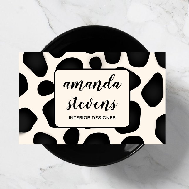 Stylish Black Typography Pattern Abstract Interior Business Card (Creator Uploaded)