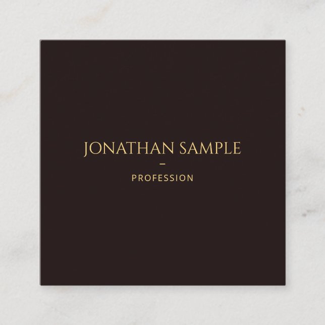 Stylish Black Velvet Gold Look Text Font Template Square Business Card (Front)