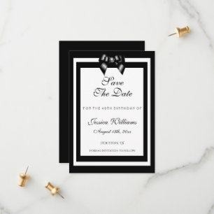 Stylish Black & White Birthday Party Save The Date