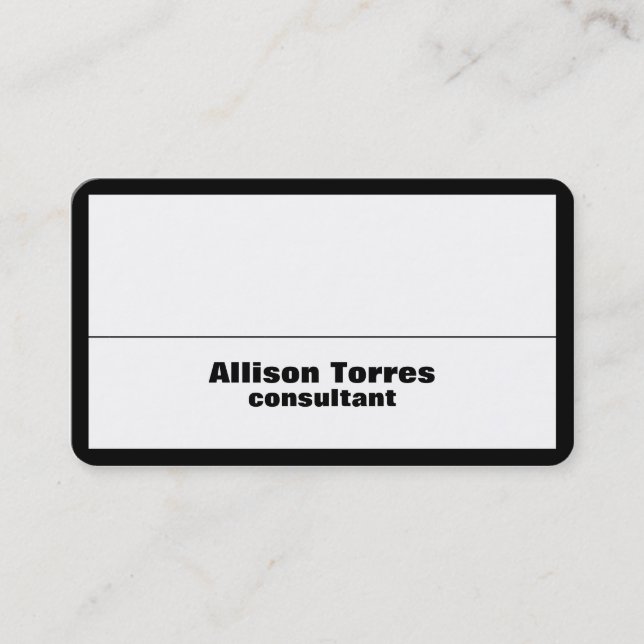 Stylish Black & White Border Plain Creative Modern Business Card (Front)