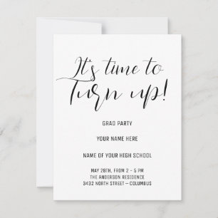 Stylish Black & White Calligraphy Grad Party RSVP Card