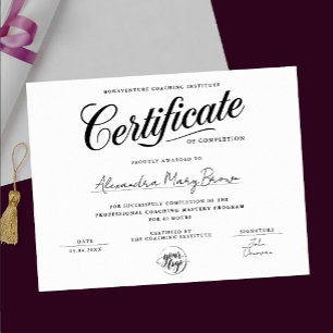 Stylish Black White Certificate Completion Logo Poster