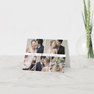 Stylish Black White Chic Wedding Photo Collage Thank You Card