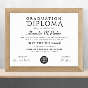 Stylish Black White Class Appreciation Logo Award Poster