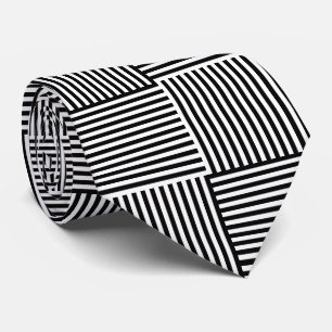 Stylish Black White Color Striped Professional Tie