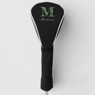 Stylish Black White Custom Monogram Name Initial Golf Head Cover