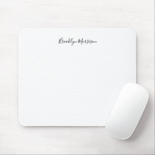 Stylish black white custom script monogram name mouse mat