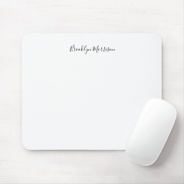 Stylish black white custom script monogram name mouse mat (With Mouse)
