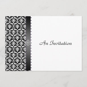 Stylish Black & White Damask Custom Invitations