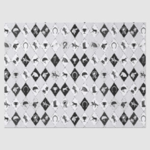 Stylish Black White Equestrian Diamond Pattern Tissue Paper