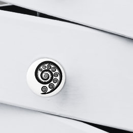 Stylish Black & White Fern Leaf Inspired Curls Ceramic Knob