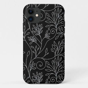 Stylish black white flowers iPhone 5 Case