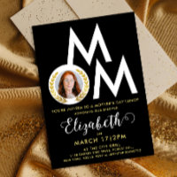 Stylish Black White Gold Mum Laurel Wreath Typo