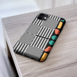 Stylish black & white Greek key colourful Abstract iPhone 16 Pro Max Case