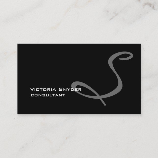 Stylish Black White Grey Monogram Professional Business Card (Front)