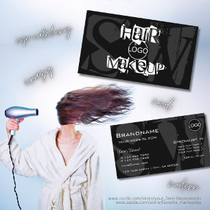 Stylish Black White Grey with Logo and Monogram Business Card