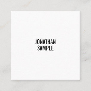 Stylish Black White Minimalistic Modern Clean Chic Square Business Card