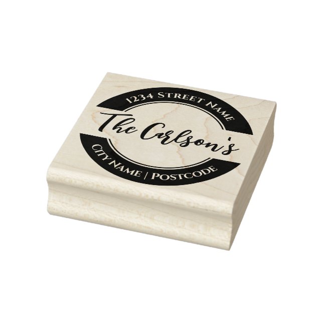Stylish Black White Modern Calligraphy Address  Rubber Stamp (Stamp)