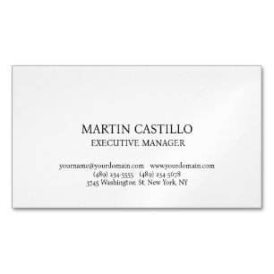 Stylish Black White Modern Professional Serif Font Magnetic Business Card