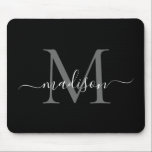 Stylish Black White Monogram Script Simple Modern Mouse Mat<br><div class="desc">Stylish Black White Monogram Script Simple Modern Mouse Pad</div>