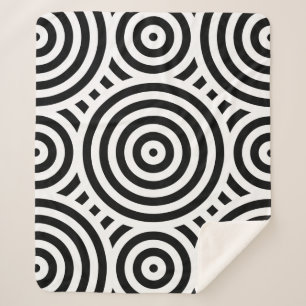 Stylish Black & White Nested Circles Sherpa Blanket