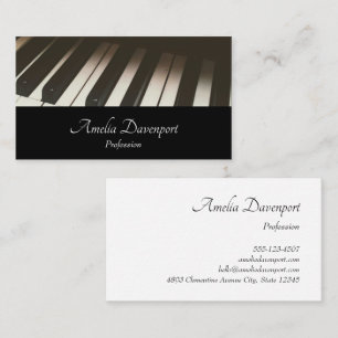 Stylish Black & White Piano Keys Photograph Business Card