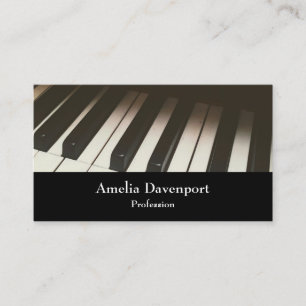 Stylish Black & White Piano Keys Photograph Business Card