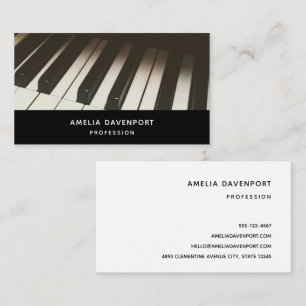 Stylish Black & White Piano Keys Photograph Business Card