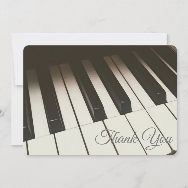 Stylish Black & White Piano Keys Photograph Thank You Card (Front)