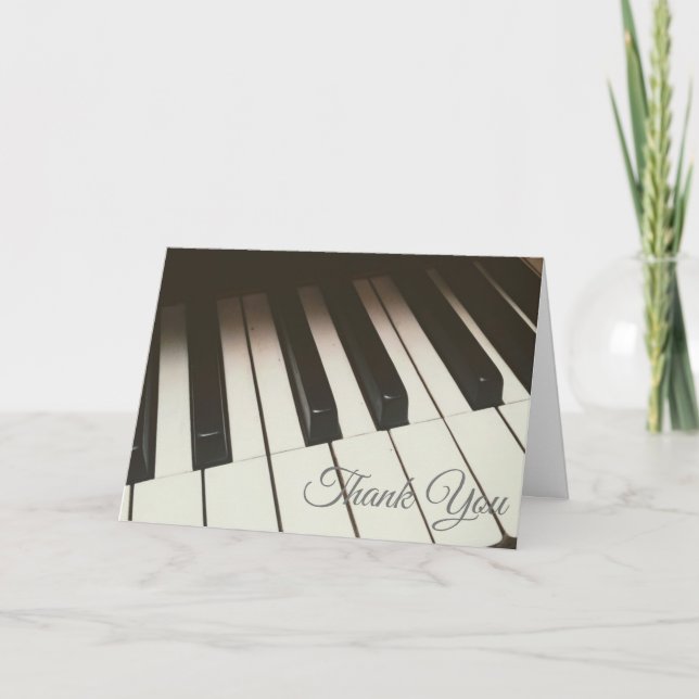 Stylish Black & White Piano Keys Photograph Thank You Card (Front)