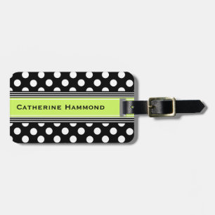 Stylish Black & White Polka Dot Luggage Tag