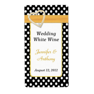 Stylish Black & White Polka Dot Wedding Labels