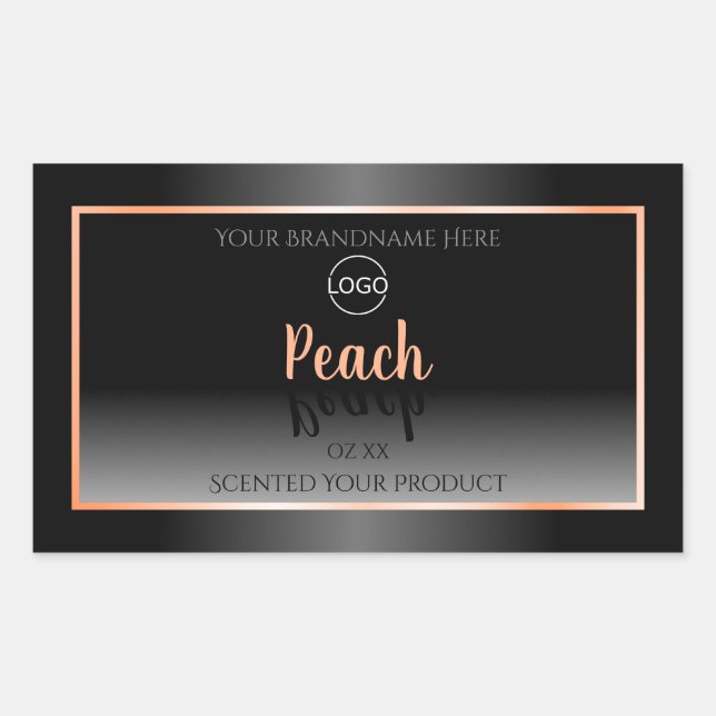 Stylish Black White Product Label Peach Frame Logo (Front)